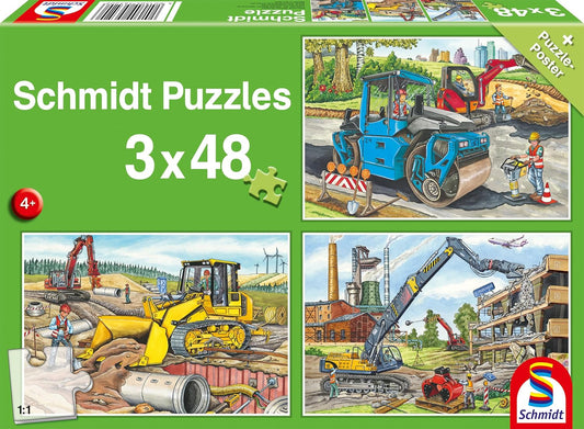 Az építkezésen – 3x48 Schmidt Spiele 48 darabos kirakó puzzle (SCH - 56520) - puzzlegarden