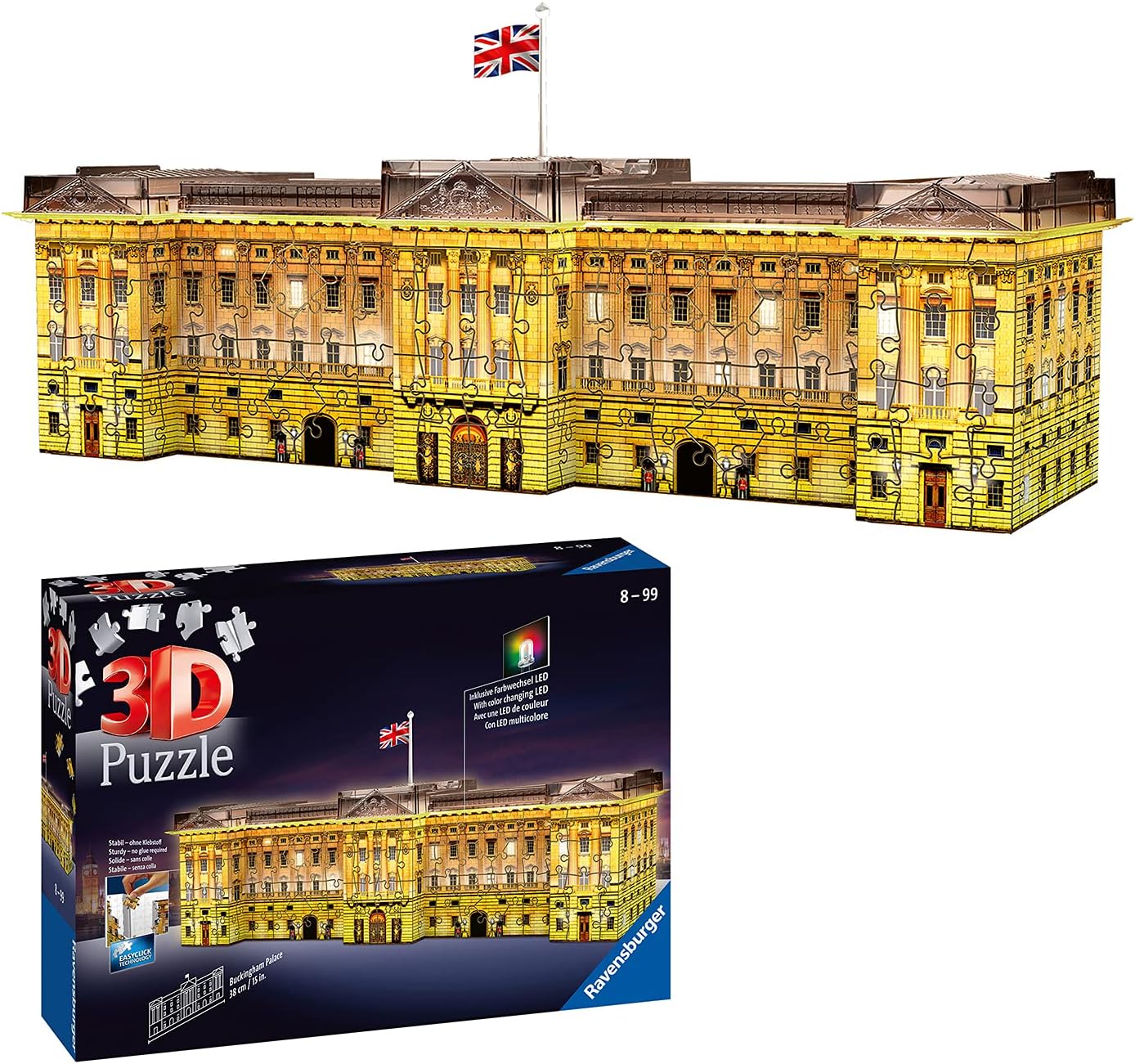 Buckingham - palota - London - 3D Night Edition Ravensburger 237 darabos kirakó puzzle (RA - 12529 4005556125296) - puzzlegarden