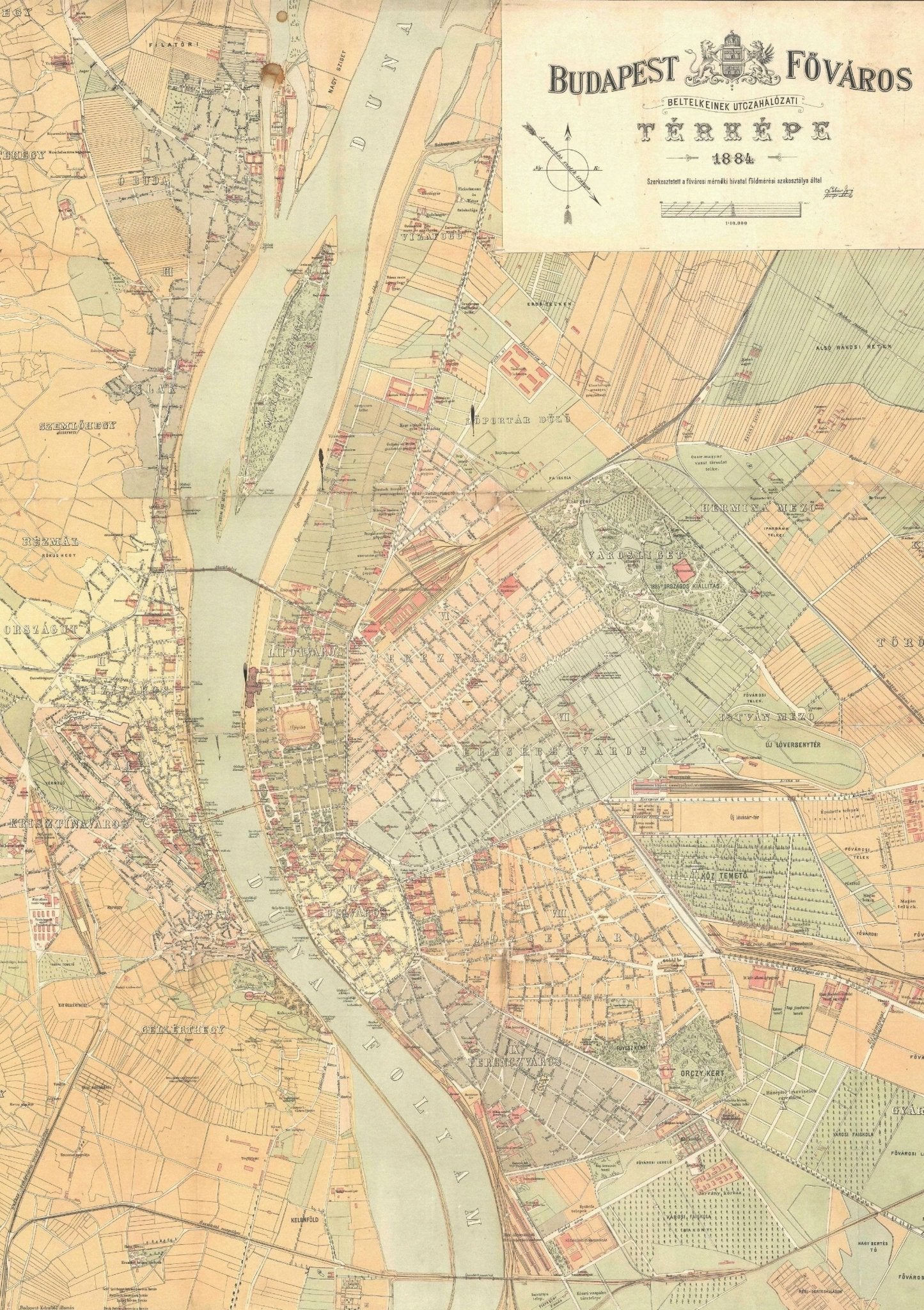 Budapest Térkép 1884 Pannon Puzzle 1000 darabos kirakó puzzle (PP-124) - puzzlegarden