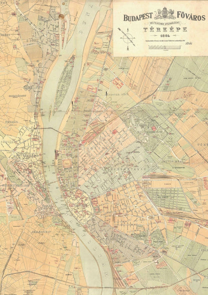 Budapest Térkép 1884 Pannon Puzzle 1000 darabos kirakó puzzle (PP-124) - puzzlegarden