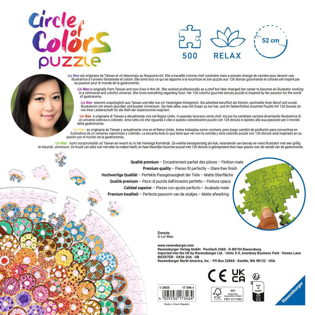 Circle Of Colors - Fánkok Ravensburger 500 darabos kirakó puzzle (RA-17346 4005556173464) - puzzlegarden