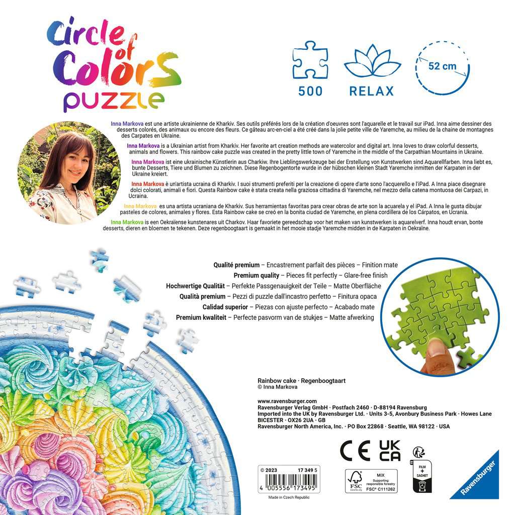 Circle Of Colors - Szivárvány Torta Ravensburger 500 darabos kirakó puzzle (RA-17349 4005556173495) - puzzlegarden