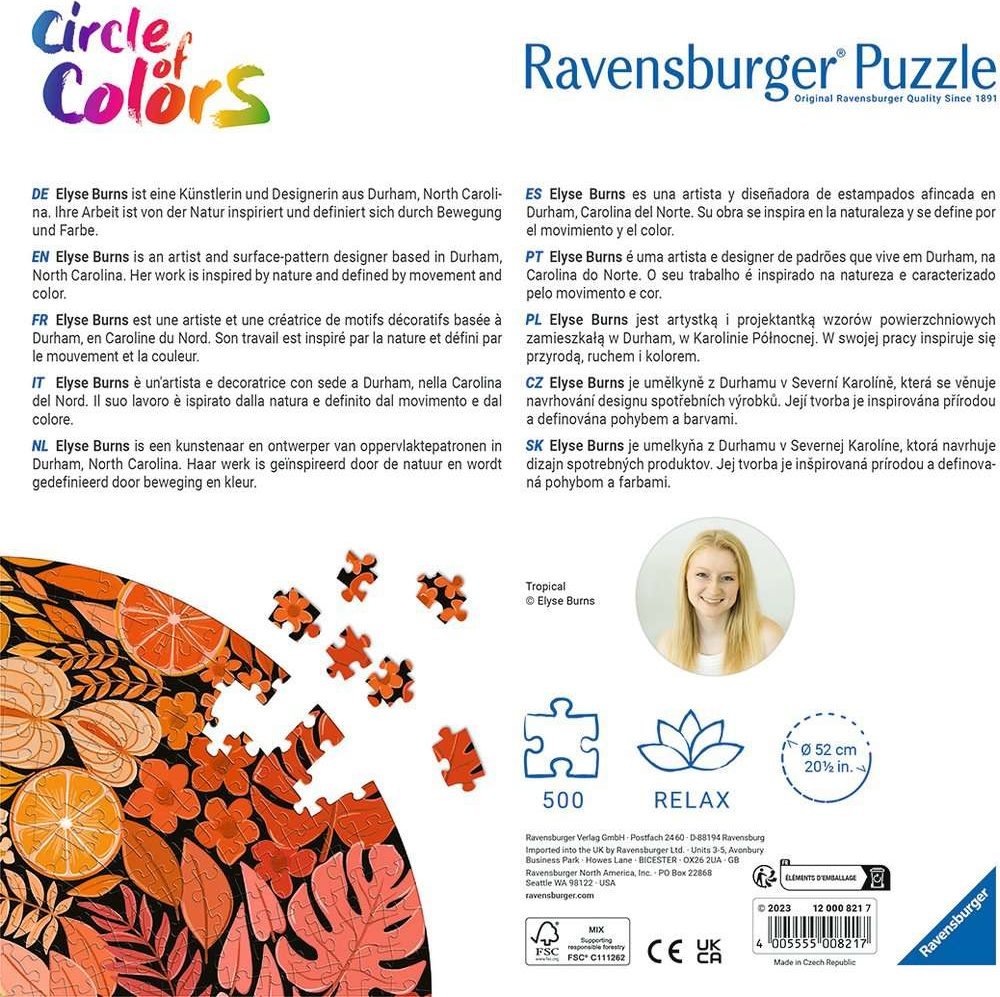 Circle of Colors - Trópusi levelek Ravensburger 500 darabos kirakó puzzle (RA-12000821 4005555008217) - puzzlegarden