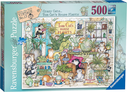 Crazy Cats - Tom Cica Szobanövényei Ravensburger 500 darabos kirakó puzzle (RA-17519 4005556175192) - puzzlegarden