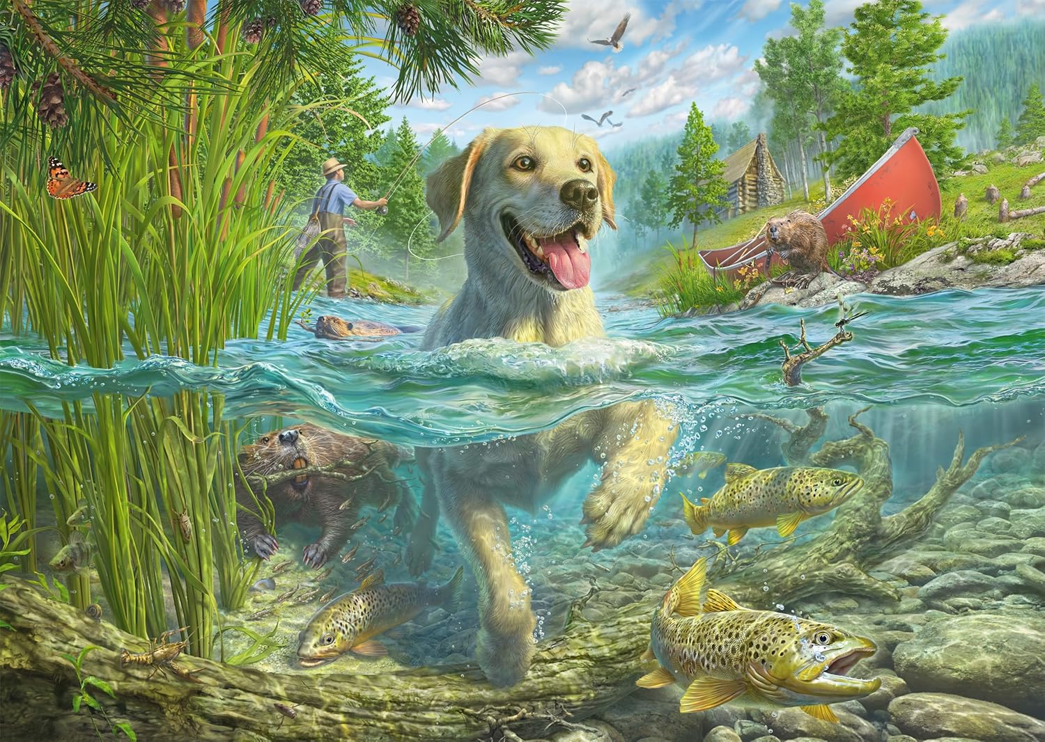 Csodálatos kutyák – Sárga labrador horgászni indul Schmidt Spiele 1000 darabos kirakó puzzle (SCH - 58557) - puzzlegarden