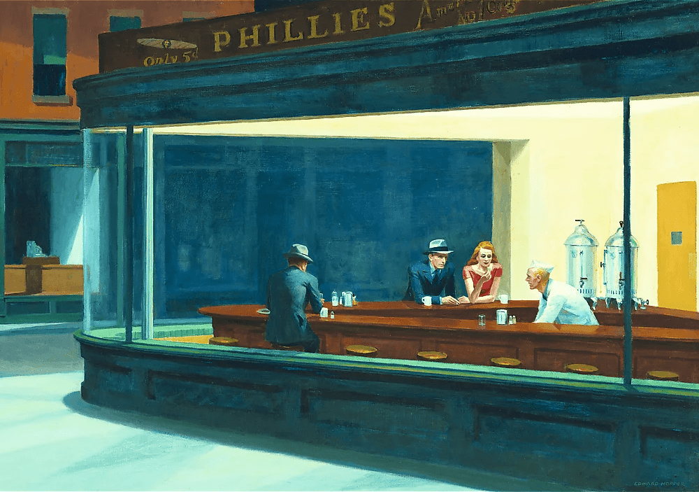 Edward Hopper - Éjjeli Baglyok Trefl 1000 darabos kirakó puzzle (TR-10747 5900511107470) - puzzlegarden