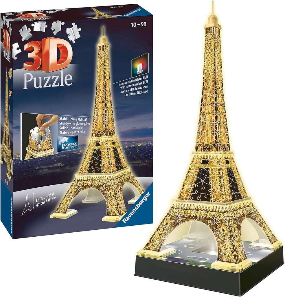 Eiffel - torony - Párizs - 3D Night Edition Ravensburger 226 darabos kirakó puzzle (RA - 12579 4005556125791) - puzzlegarden