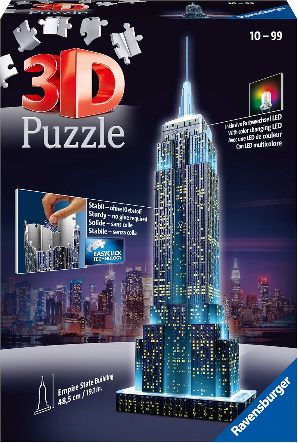 Empire State Building - New York - 3D Night Edition Ravensburger 228 darabos kirakó puzzle (RA - 12566 4005556125661) - puzzlegarden