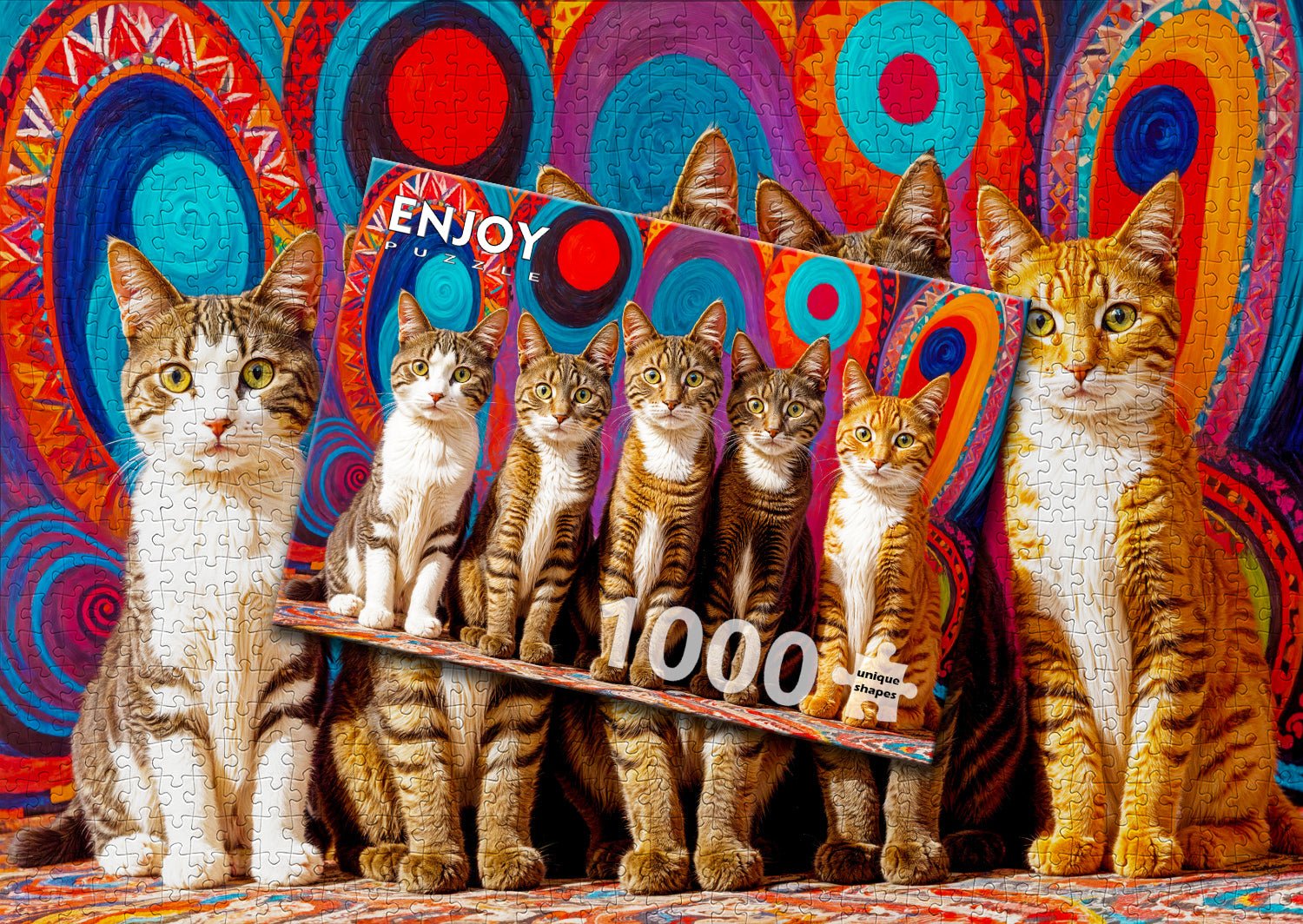 Five Cats Enjoy 1000 darabos kirakó puzzle (EN - 2131) - puzzlegarden