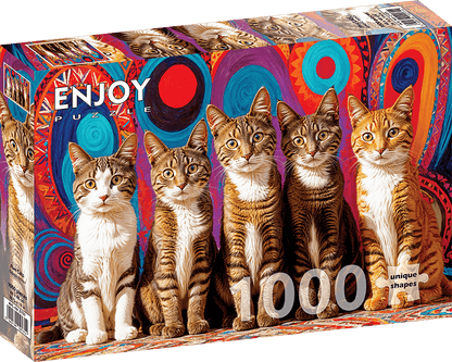 Five Cats Enjoy 1000 darabos kirakó puzzle (EN - 2131) - puzzlegarden