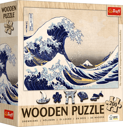 Hokusai - A Nagy Hullám - FA Kirakó! Trefl Wood Craft 200 darabos kirakó puzzle (TR-20250 5900511202502) - puzzlegarden