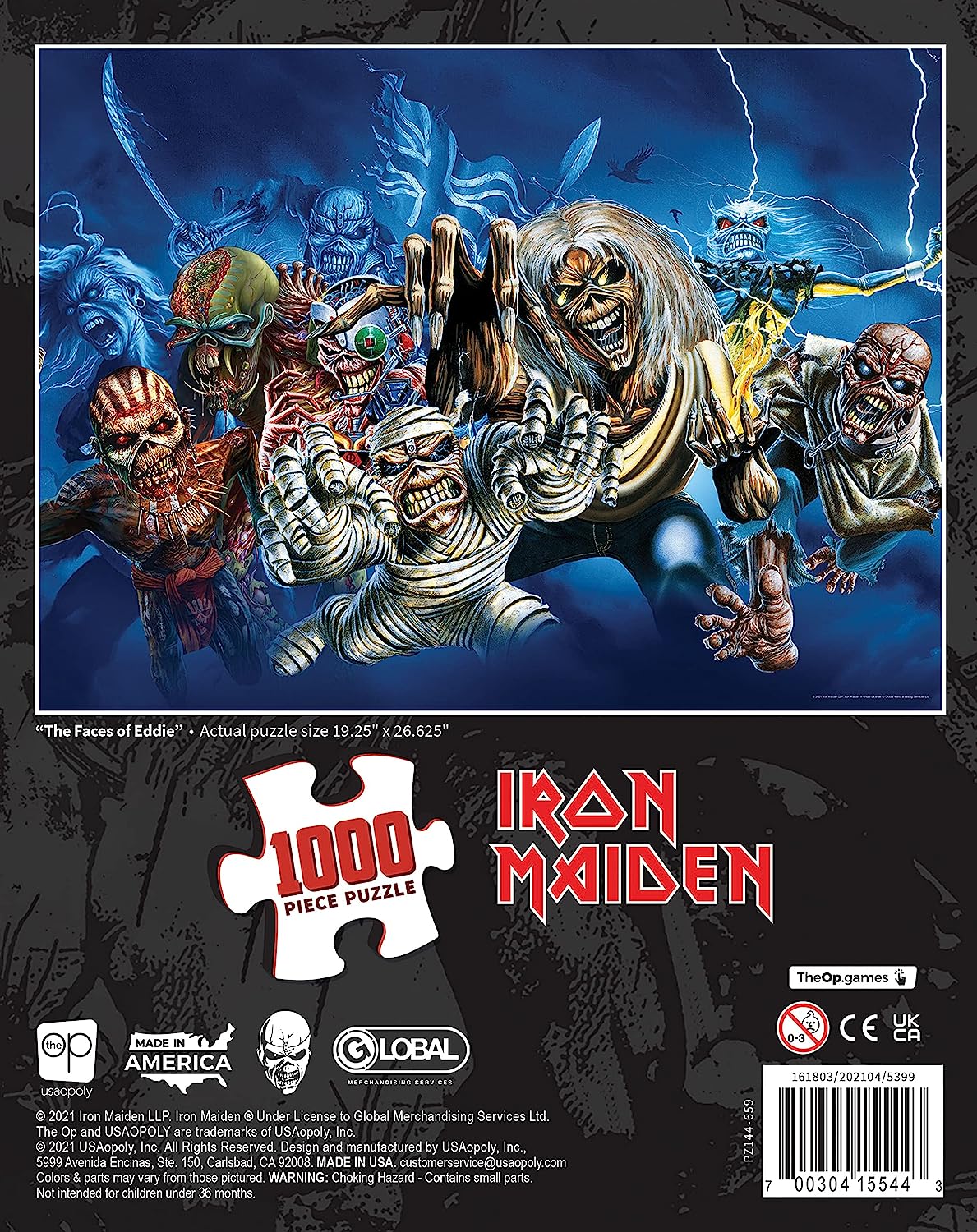 Iron Maiden - The Faces of Eddie Usaopoly 1000 darabos kirakó puzzle (USAP-Z144-659 700304155443) - puzzlegarden