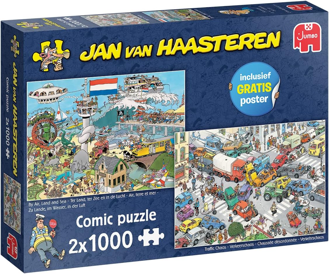 Jan van Haasteren – Levegőben, szárazföldön és tengeren - 2x1000 Jumbo 1000 darabos kirakó puzzle (JU - 20073 8710126200735) - puzzlegarden