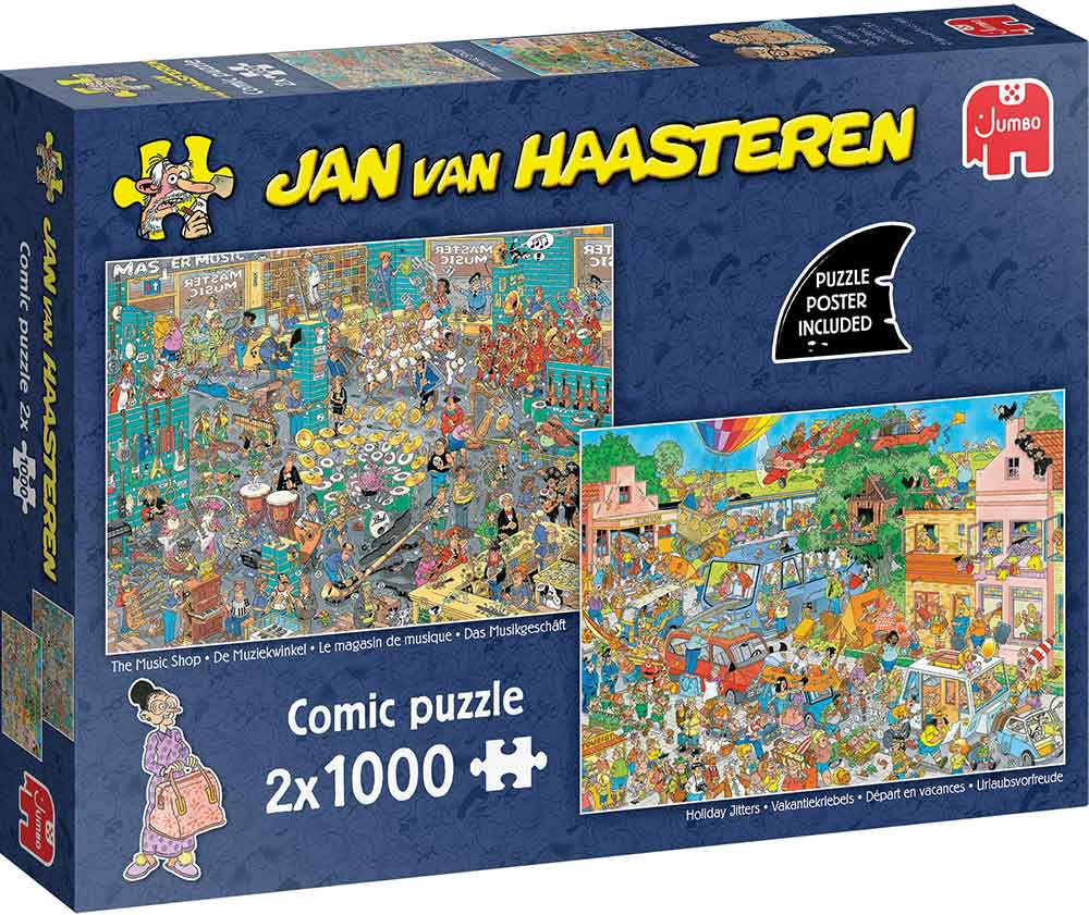 Jan van Haasteren – Zenebolt & Nyaralás előtti izgalmak – 2x1000 Jumbo 1000 darabos kirakó puzzle (JU - 1110100644) - puzzlegarden