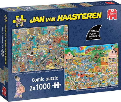 Jan van Haasteren – Zenebolt & Nyaralás előtti izgalmak – 2x1000 Jumbo 1000 darabos kirakó puzzle (JU - 1110100644) - puzzlegarden