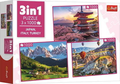 Japán, Olaszország, Törökország - 3x1000 Trefl 1000 darabos kirakó puzzle (TR-93046 5900511930467) - puzzlegarden