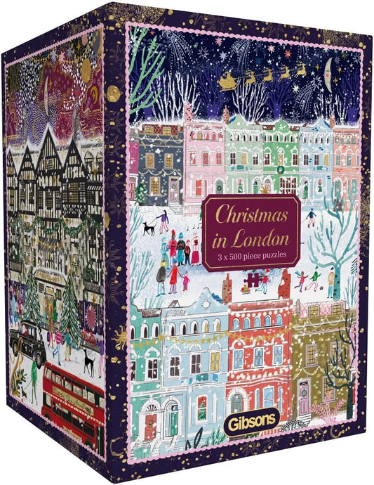 Karácsony Londonban – 3x500 Gibsons 500 darabos kirakó puzzle (G - G5500) - puzzlegarden