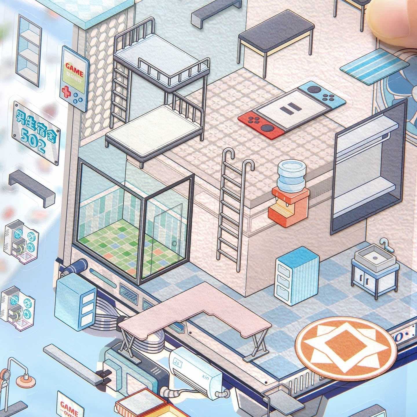 Kék kollégium - matricajelenet Simno 1 darabos kirakó puzzle (SN-6941776325574) - puzzlegarden