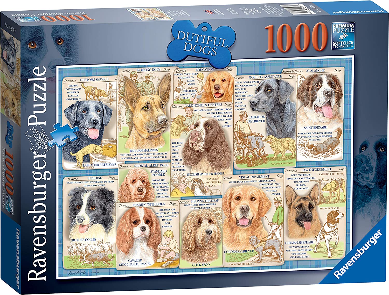 Kötelességtudó Kutyusok Ravensburger 1000 darabos kirakó puzzle (RA-16508 4005556165087) - puzzlegarden