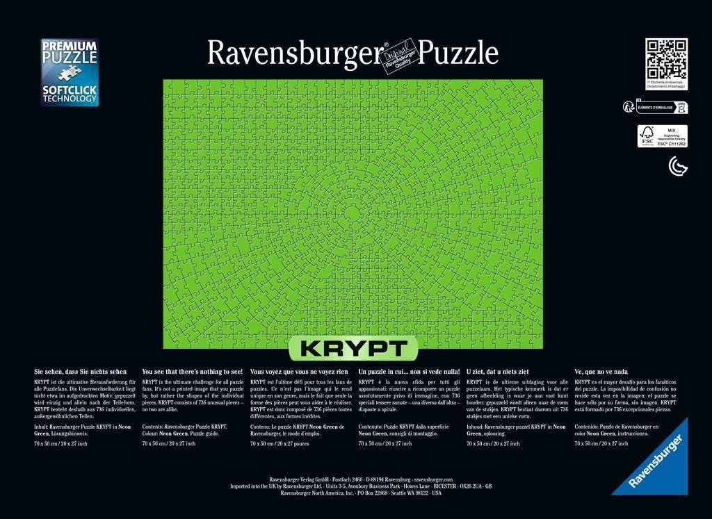 Krypt - Neon Zöld Ravensburger 736 darabos kirakó puzzle (RA-17364 4005556173648) - puzzlegarden