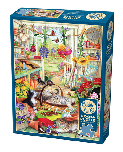 Macskák a kerti fészerben Cobble Hill 500 darabos kirakó puzzle (CH - 45115) - puzzlegarden