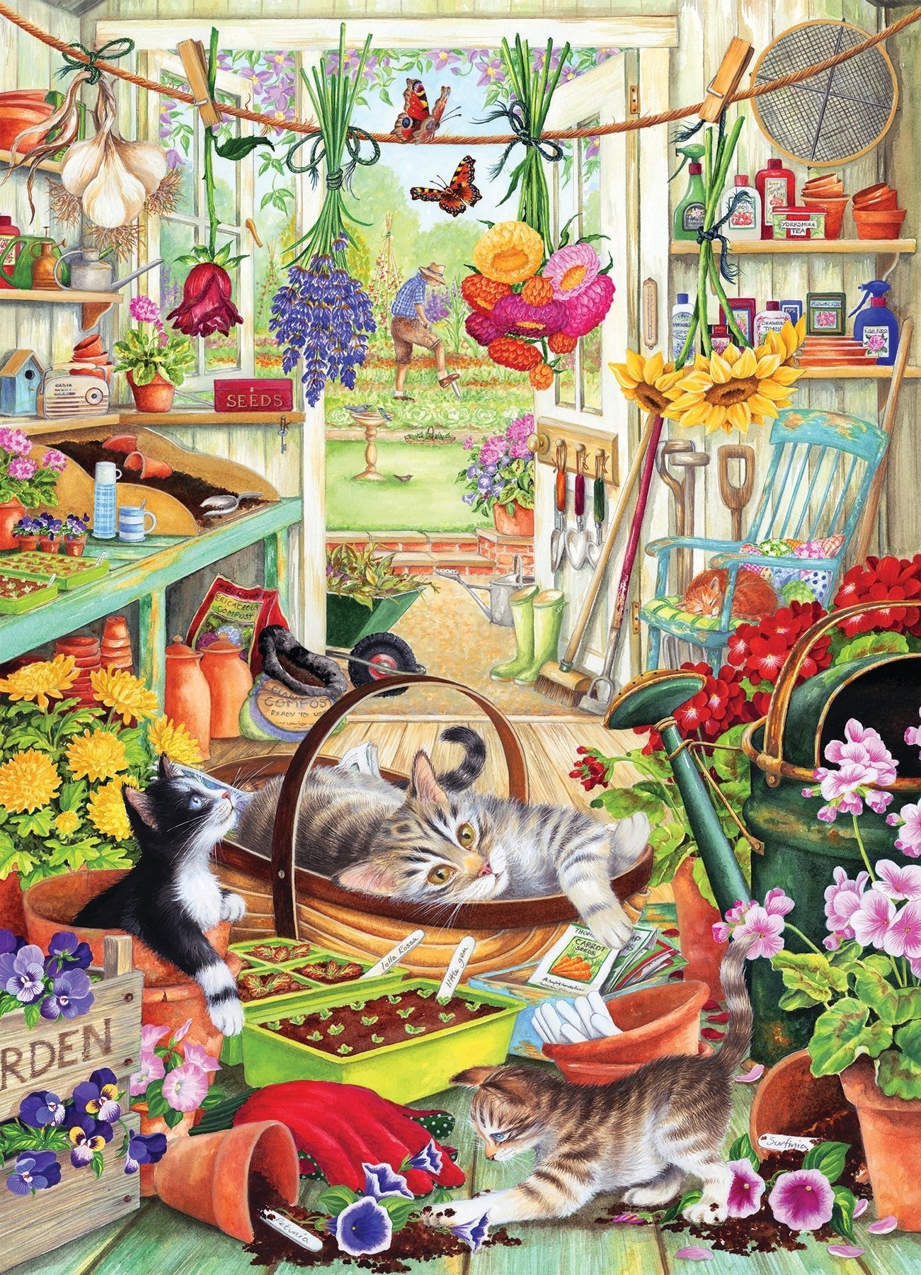 Macskák a kerti fészerben Cobble Hill 500 darabos kirakó puzzle (CH - 45115) - puzzlegarden