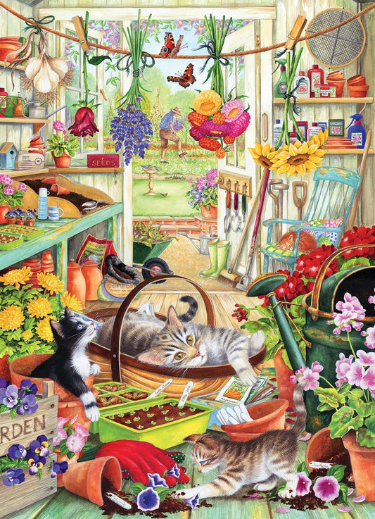 Macskák a kerti fészerben Cobble Hill 500 darabos kirakó puzzle (CH - 45115) - puzzlegarden