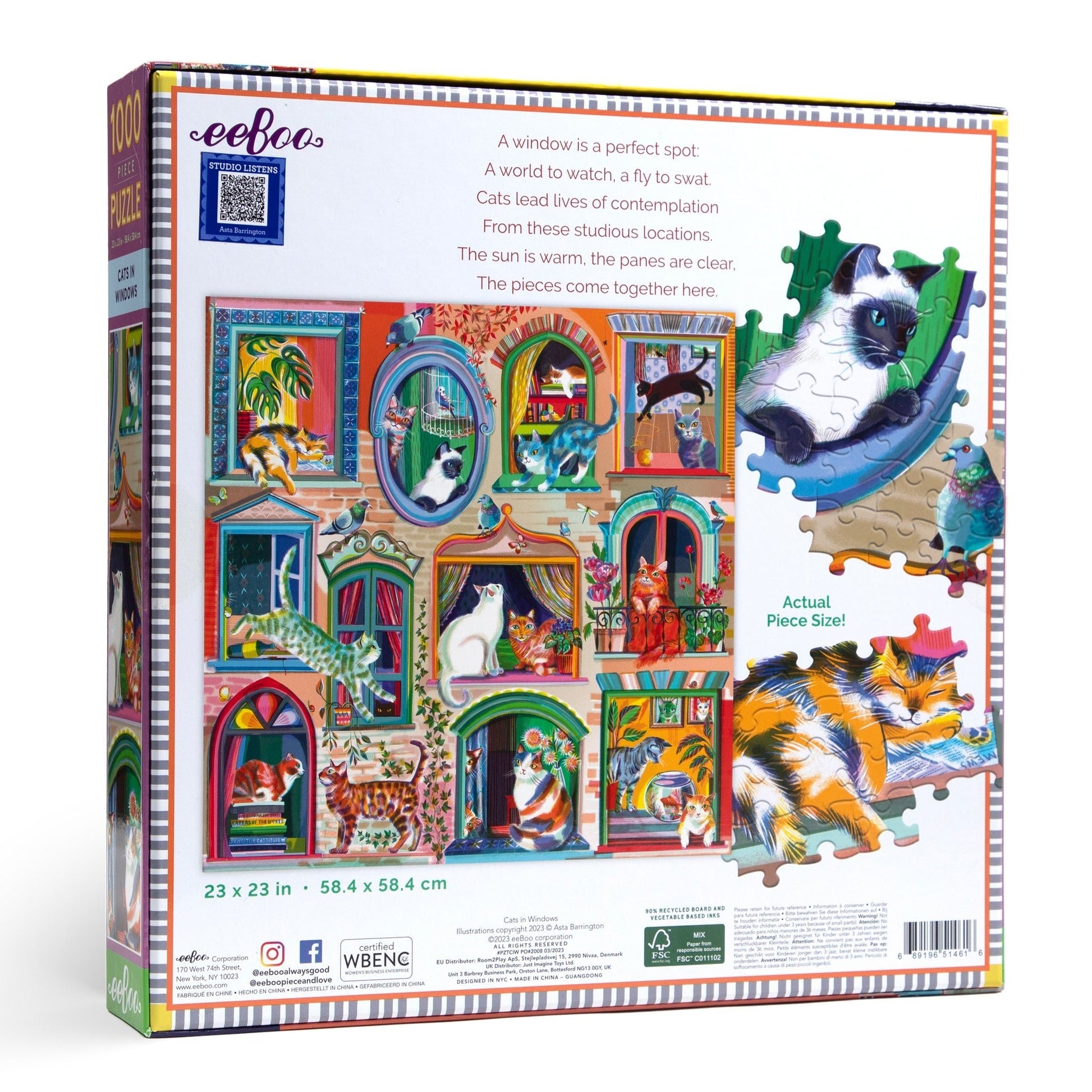 Macskák az ablakban Eeboo 1000 darabos kirakó puzzle (EB-PZTCIW 689196514616) - puzzlegarden