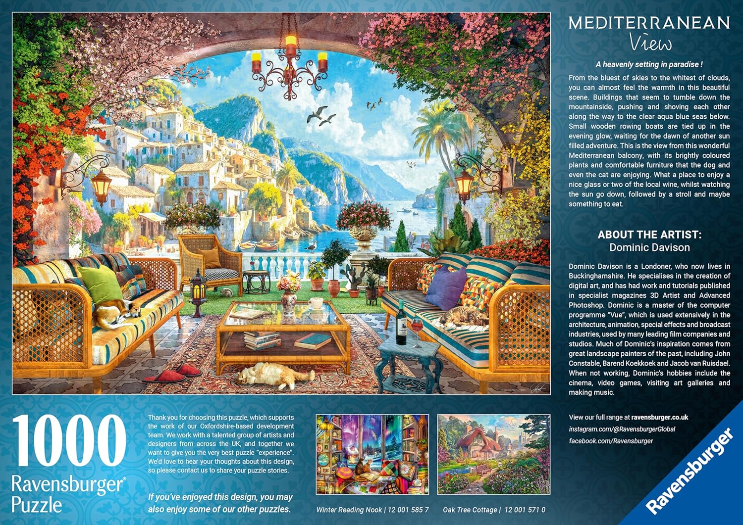 Mediterrán terasz kilátással Ravensburger 1000 darabos kirakó puzzle (RA-12001576) - puzzlegarden