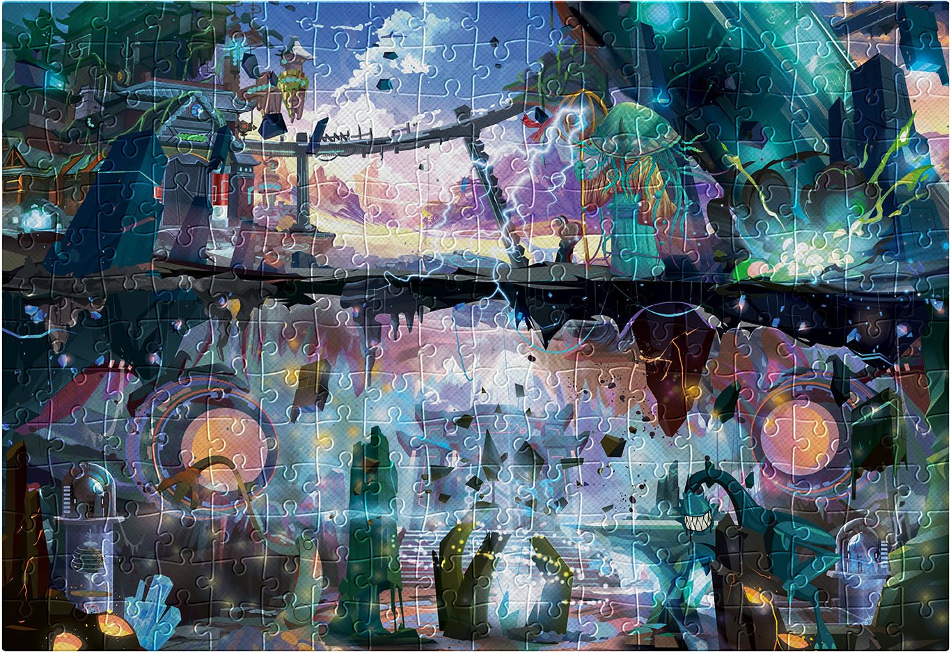 Metálfényű fantázia – Titokzatos város Interdruk 500 darabos kirakó puzzle (ID-PUZ500MFMC) - puzzlegarden