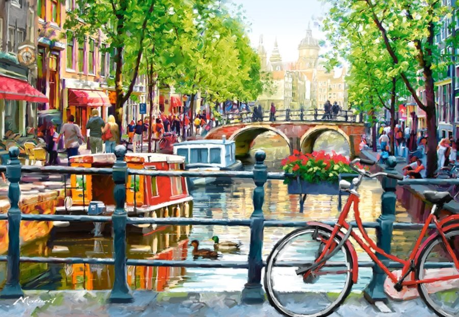 Amsterdami Látkép Castorland 1000 darabos kirakó puzzle (C-103133 5904438103133) - puzzlegarden