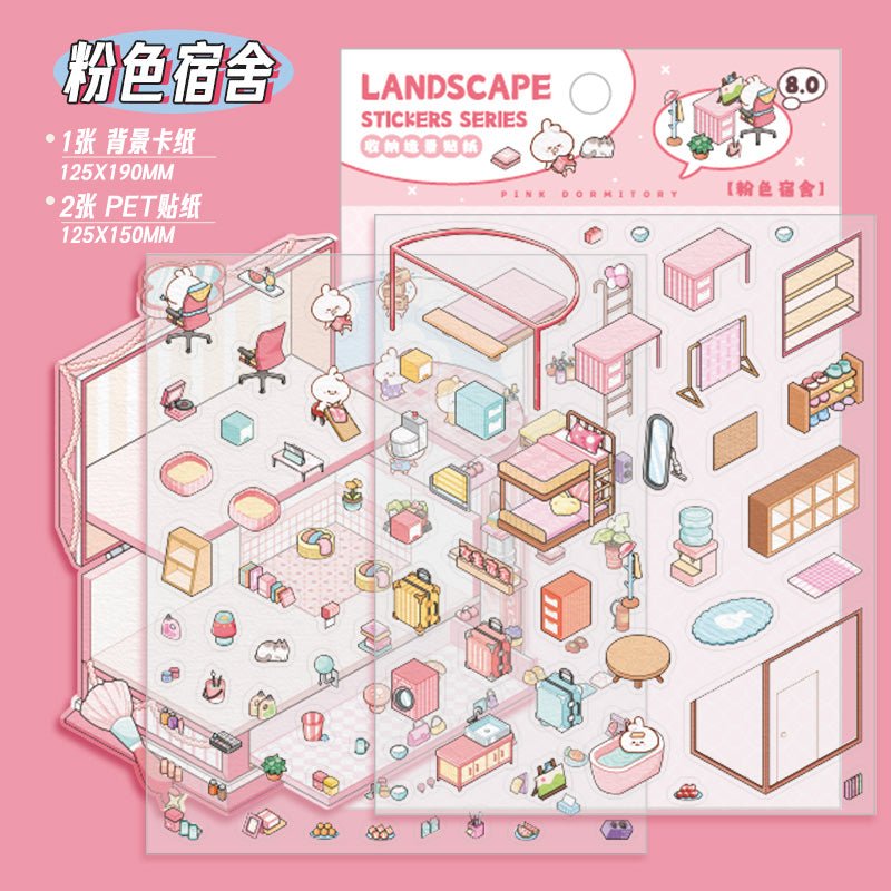 Rózsaszín kollégium - matricajelenet Simno 1 darabos kirakó puzzle (SN-6941776325567) - puzzlegarden