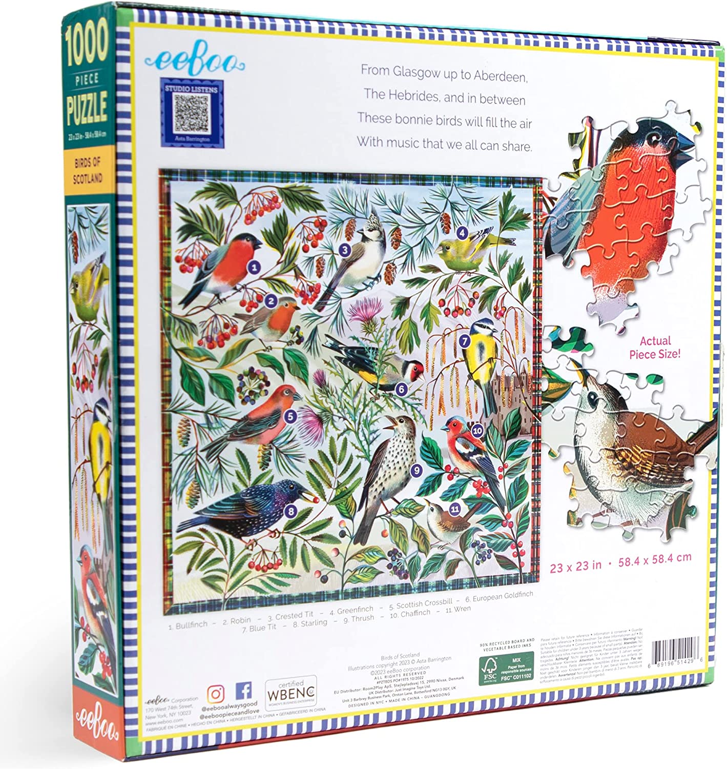 Skócia Madarai Eeboo 1000 darabos kirakó puzzle (EB-PZTBDS 689196514296) - puzzlegarden