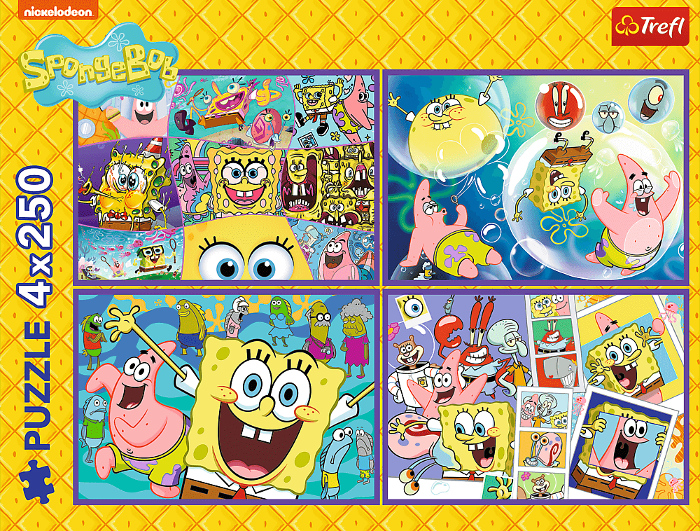SpongyaBob bolondos világa – 4x250 Trefl 250 darabos kirakó puzzle (TR-13342) - puzzlegarden
