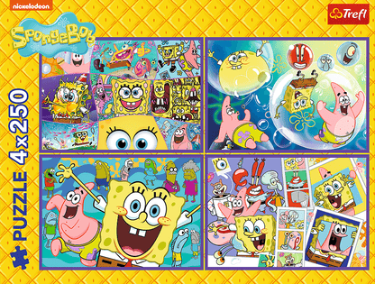 SpongyaBob bolondos világa – 4x250 Trefl 250 darabos kirakó puzzle (TR-13342) - puzzlegarden