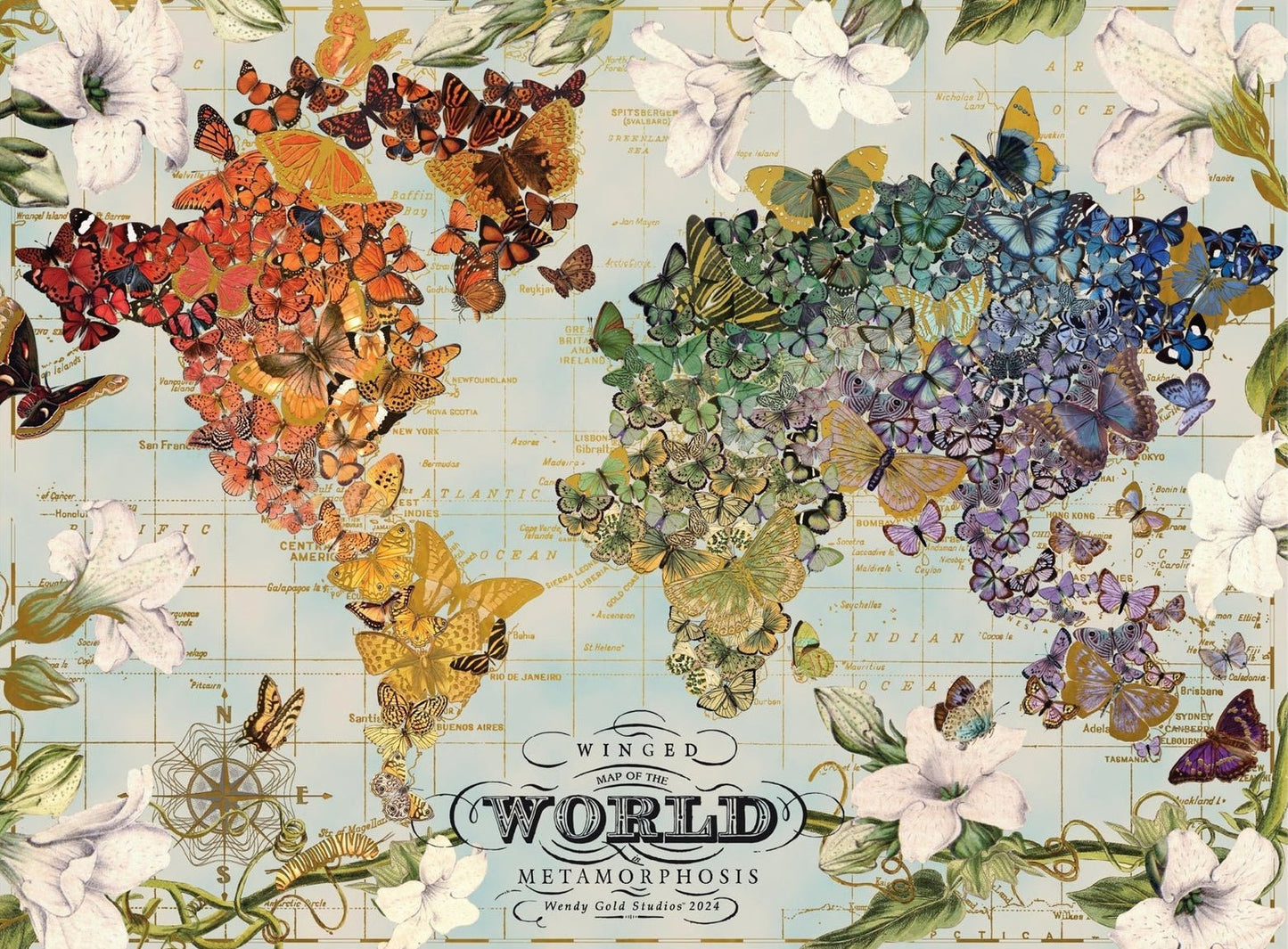 Szárnyas metamorfózis - aranyfóliás Galison 1000 darabos kirakó puzzle (GA-9780735384651) - puzzlegarden