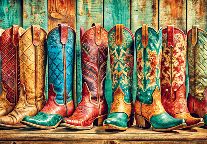 Színes cowboycsizmák Trefl 1000 darabos kirakó puzzle (TR-USA_99289) - puzzlegarden