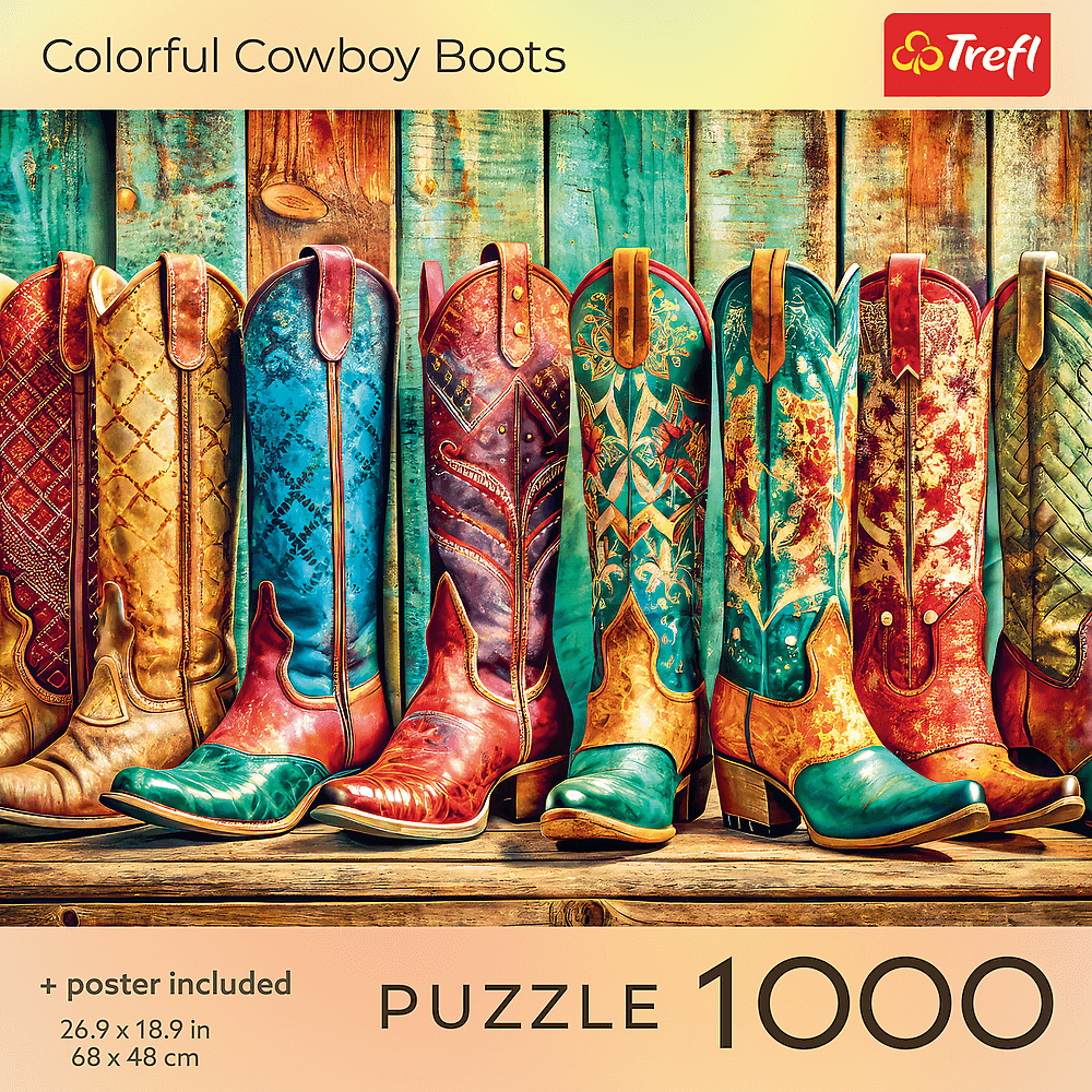 Színes cowboycsizmák Trefl 1000 darabos kirakó puzzle (TR-USA_99289) - puzzlegarden