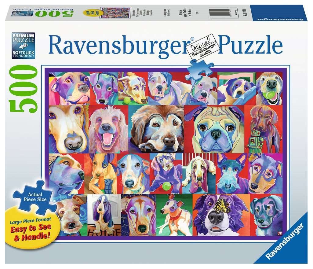 Színes Kutyusok - XXL Ravensburger 500 darabos kirakó puzzle (RA-16794 4005556167944) - puzzlegarden