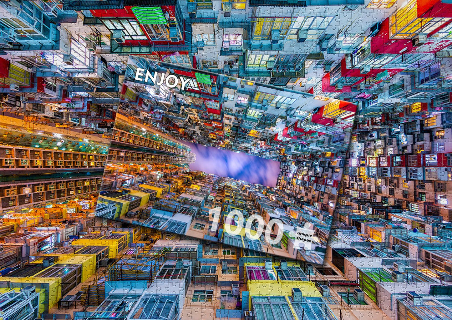 Színes társasházak – Hongkong Enjoy 1000 darabos kirakó puzzle (EN - 1290 5949194012909) - puzzlegarden
