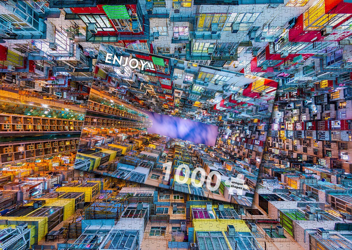 Színes társasházak – Hongkong Enjoy 1000 darabos kirakó puzzle (EN - 1290 5949194012909) - puzzlegarden