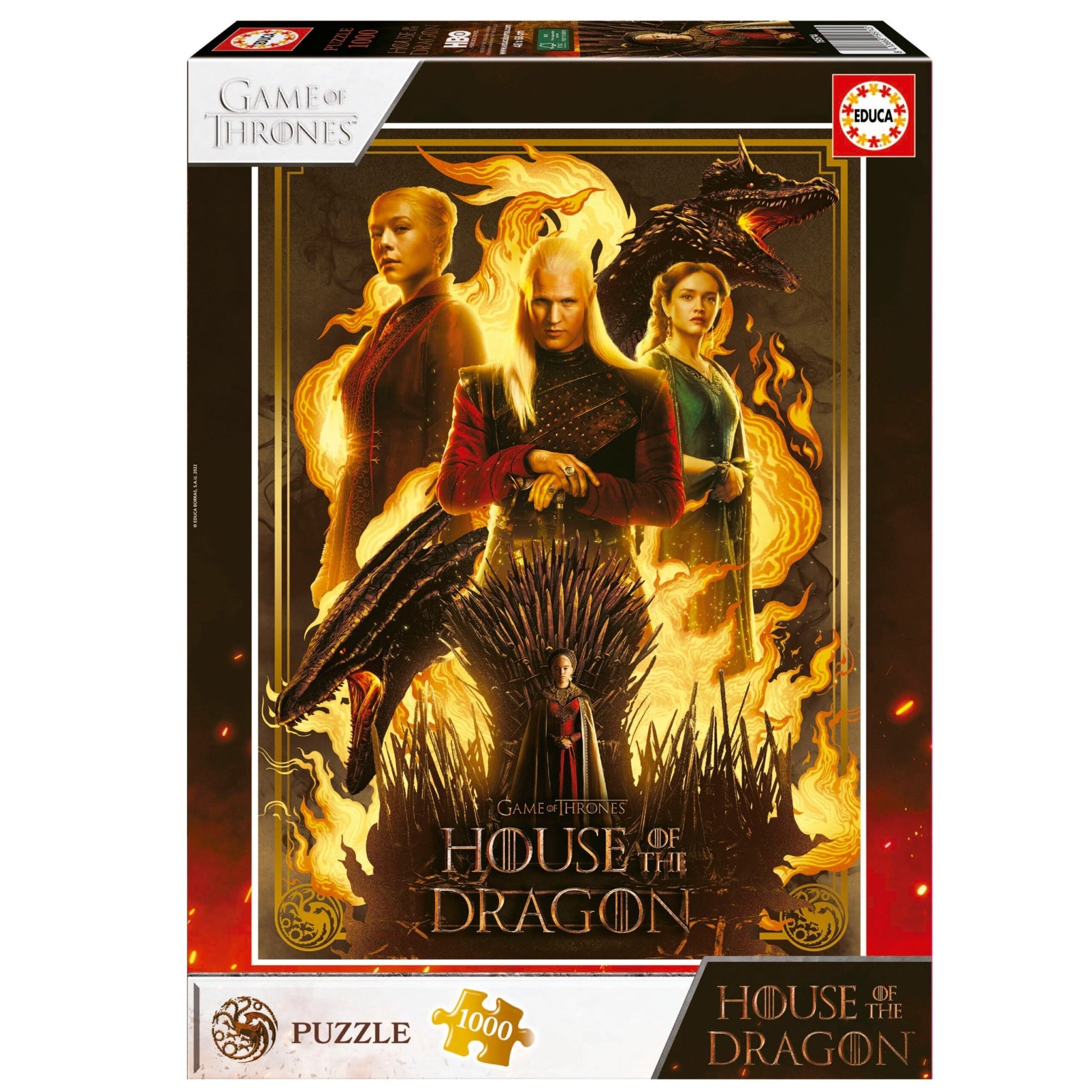 Trónok Harca - A Sárkányok Háza - A Zöldek és Feketék Educa 1000 darabos kirakó puzzle (ED-19574 8412668195745) - puzzlegarden