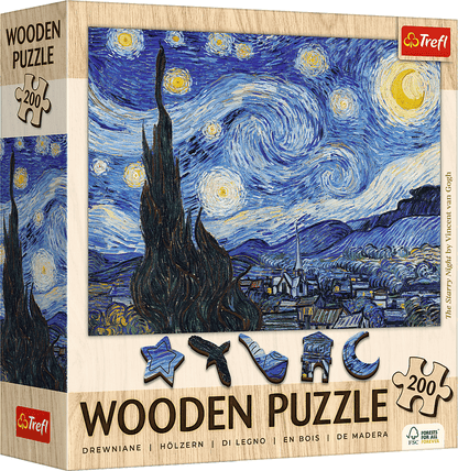 Van Gogh - Csillagos Éj - FA Kirakó! Trefl Wood Craft 200 darabos kirakó puzzle (TR-20248 5900511202489) - puzzlegarden