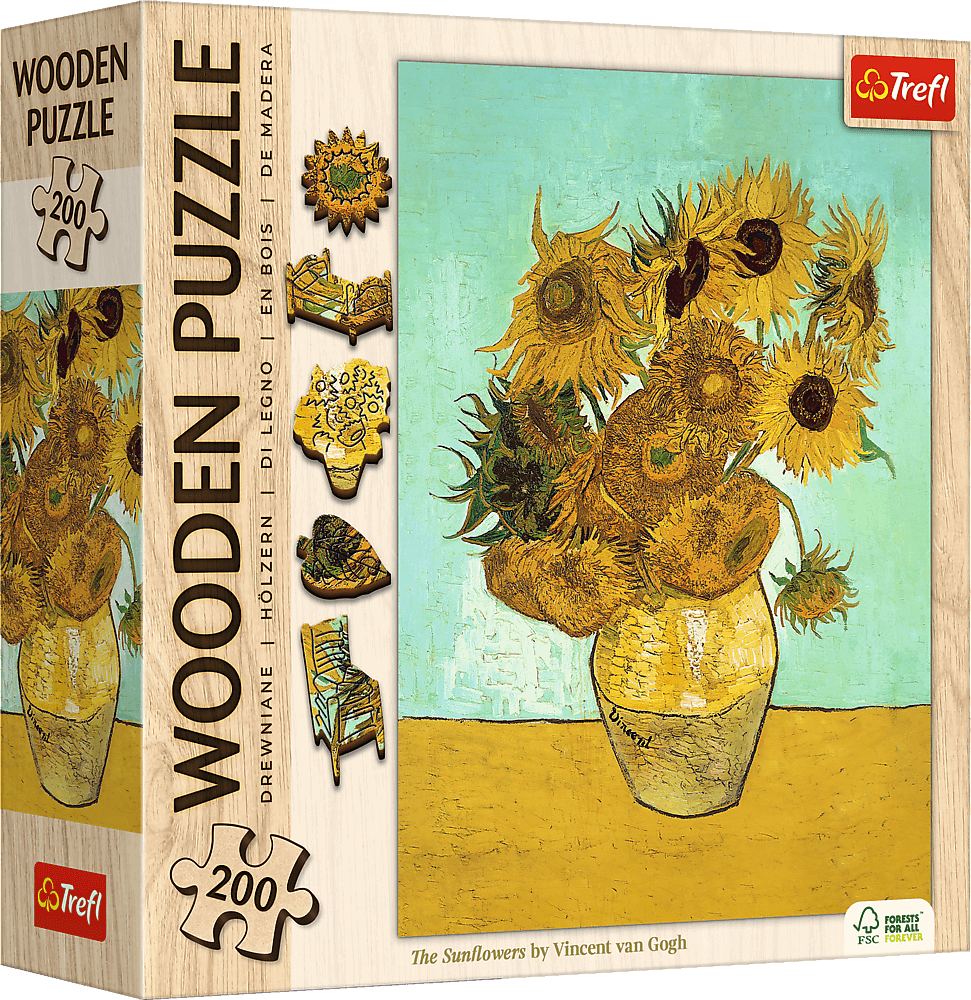 Van Gogh - Napraforgók - FA Kirakó! Trefl Wood Craft 200 darabos kirakó puzzle (TR-20249 5900511202496) - puzzlegarden