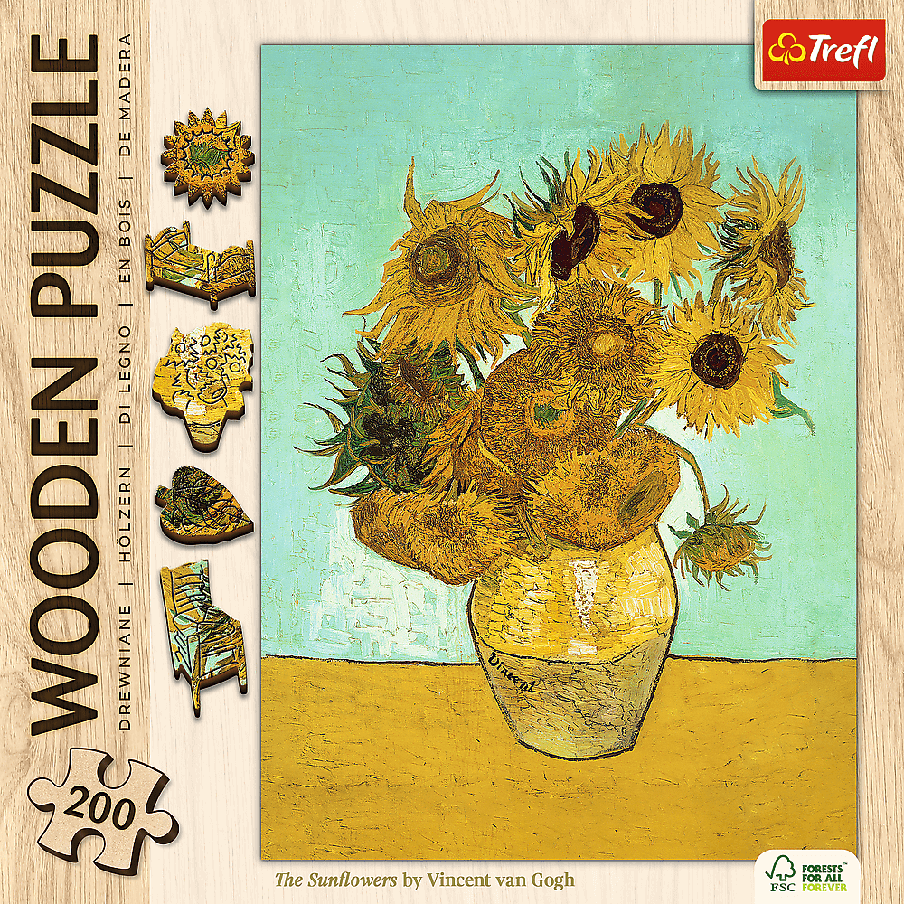 Van Gogh - Napraforgók - FA Kirakó! Trefl Wood Craft 200 darabos kirakó puzzle (TR-20249 5900511202496) - puzzlegarden