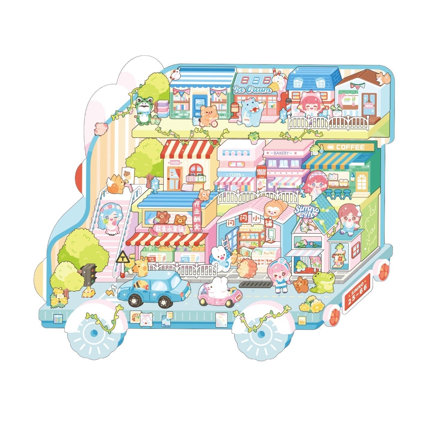 Vidám város - matricajelenet Simno 1 darabos kirakó puzzle (SN-6941776325604) - puzzlegarden