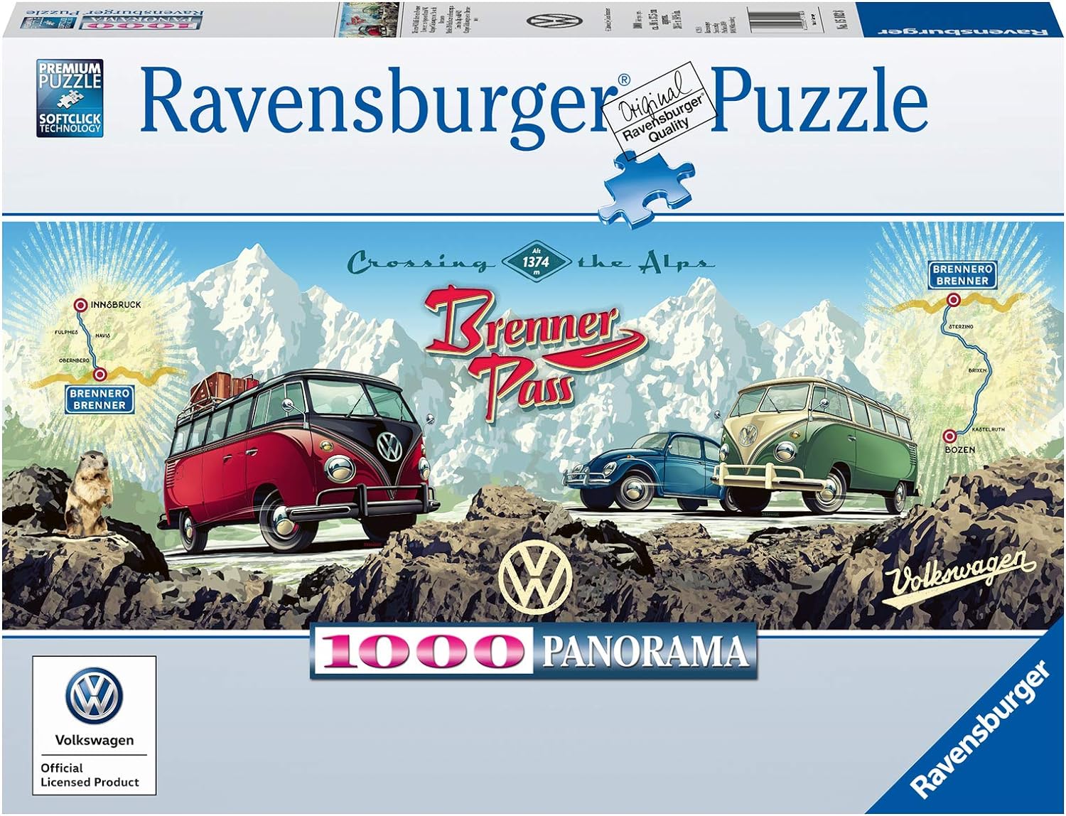 VW-val az Alpokban - panoráma Ravensburger 1000 darabos kirakó puzzle (RA-15102 4005556151028) - puzzlegarden