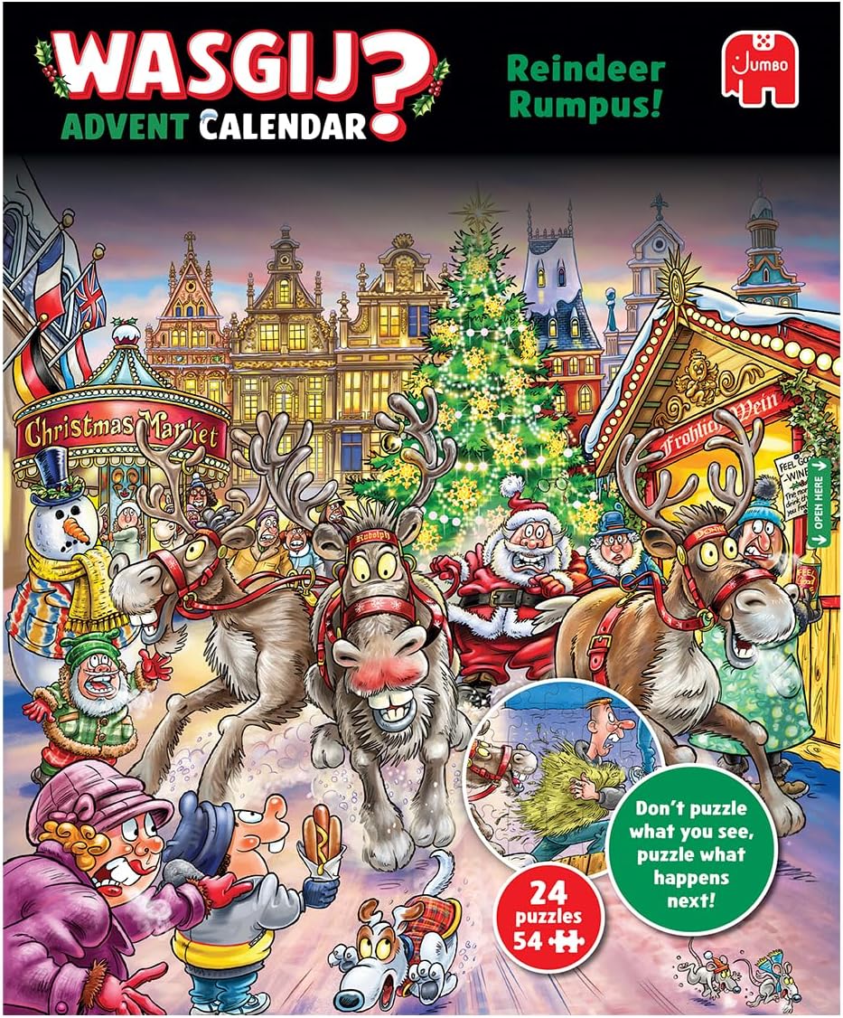 Wasgij Adventi Naptár – Rénszarvas ramazuri! Jumbo 54 darabos kirakó puzzle (JU - 1110100707) - puzzlegarden