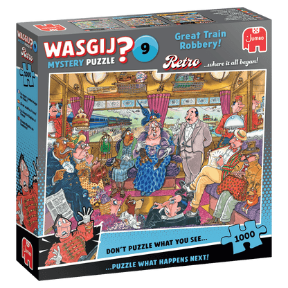 Wasgij Retro Mystery 9 – A nagy vonatrablás! Jumbo 1000 darabos kirakó puzzle (JU - 1110100504) - puzzlegarden