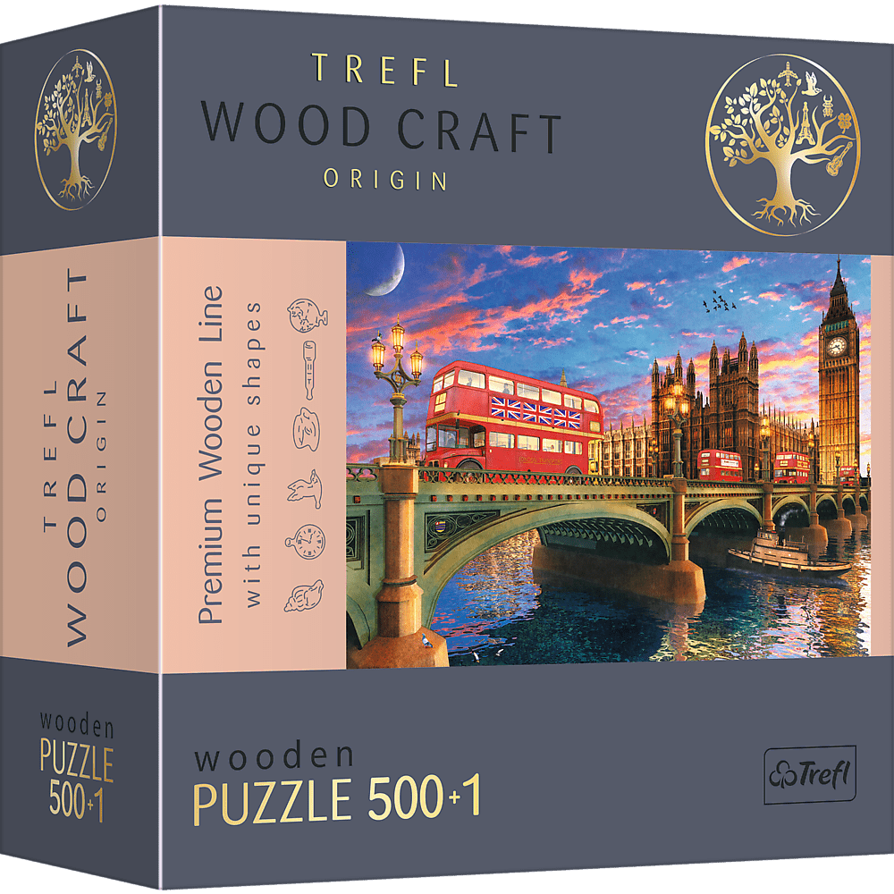 Westminster - palota, Big Ben, London - Fa kirakó Trefl Wood Craft 500 darabos kirakó puzzle (TR - 20155 5900511201550) - puzzlegarden